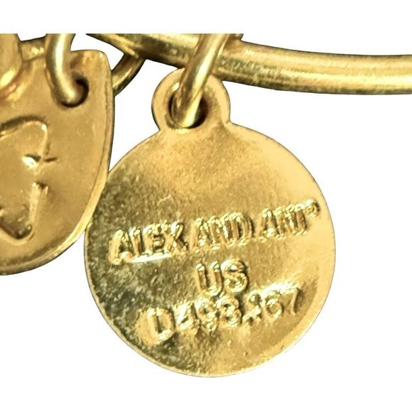 Alex & Ani Peace Love Music Charm Bangle Gold EUC - Picture 8 of 10